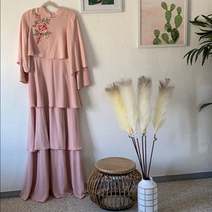 Ruffle sleeve evening dress